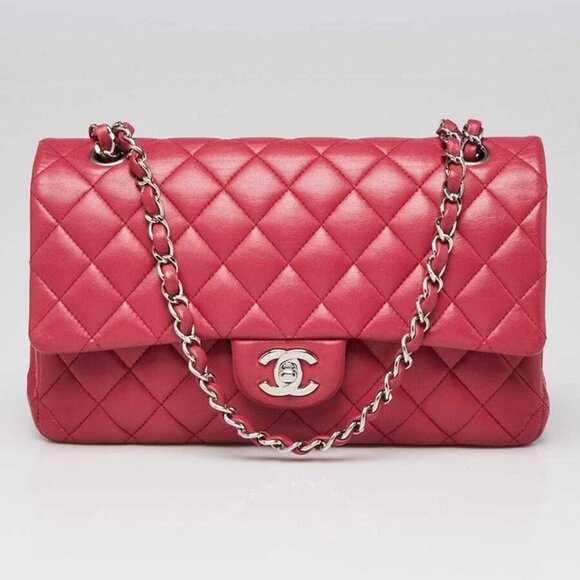 Chanel Pink Quilted Lambskin Leather Classic Medium Double Flap Bag - Picture 1 of 10